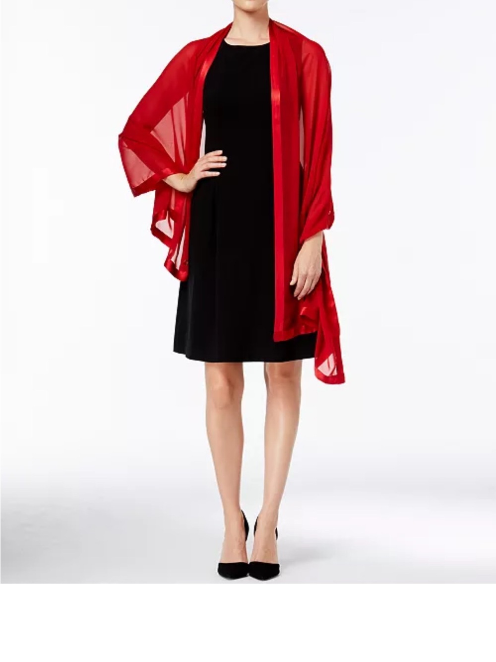 Calvin Klein Bright Red Satin Evening Wrap